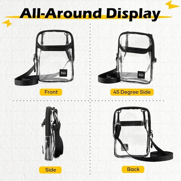 Versatile Clear Mini Crossbody Bag - Stylish Small Messenger Satchel - Picture 6 of 9